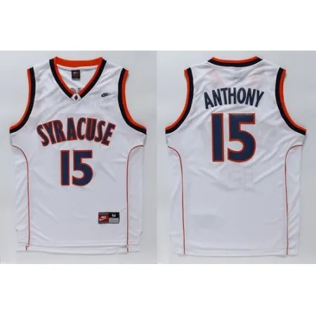 Orange #15 Carmelo Anthnoy White Basketball Stitched NCAA Jersey