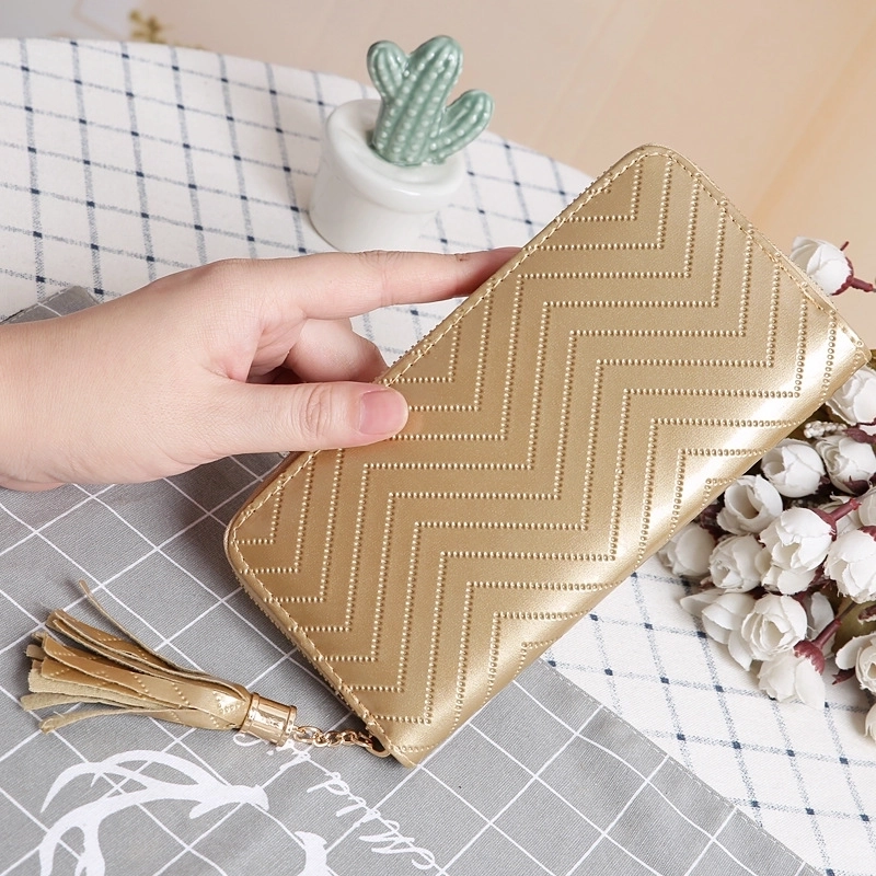 Fashion Candy Color Tassel Plaid Long Zipper Wallet