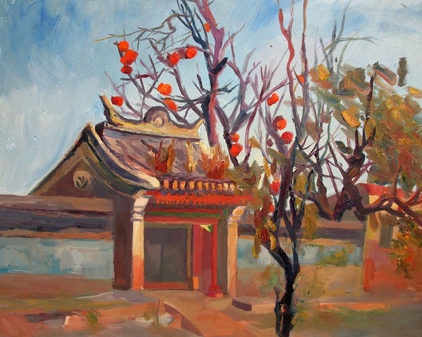 

Apple Tree In Temple – Paint By Numbers - 40*50CM, 501 Original
