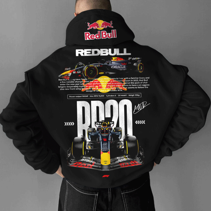 Men's Car F1 Racing Event Print Sports Black Hoodie / TECHWEAR CLUB / Techwear