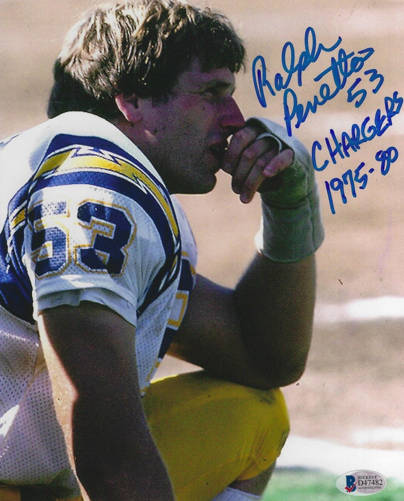 Ralph Perretta Signed Chargers Football 8x10 Photo Poster painting BAS COA #53 Picture Autograph