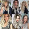 Ombre Ash Blonde Brown Curly Wig Long Wavy