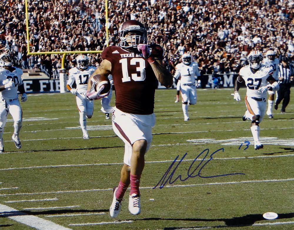 Mike Evans Signed *Blue Texas A&M 16x20 Running Against Auburn Photo Poster painting- JSA W Auth