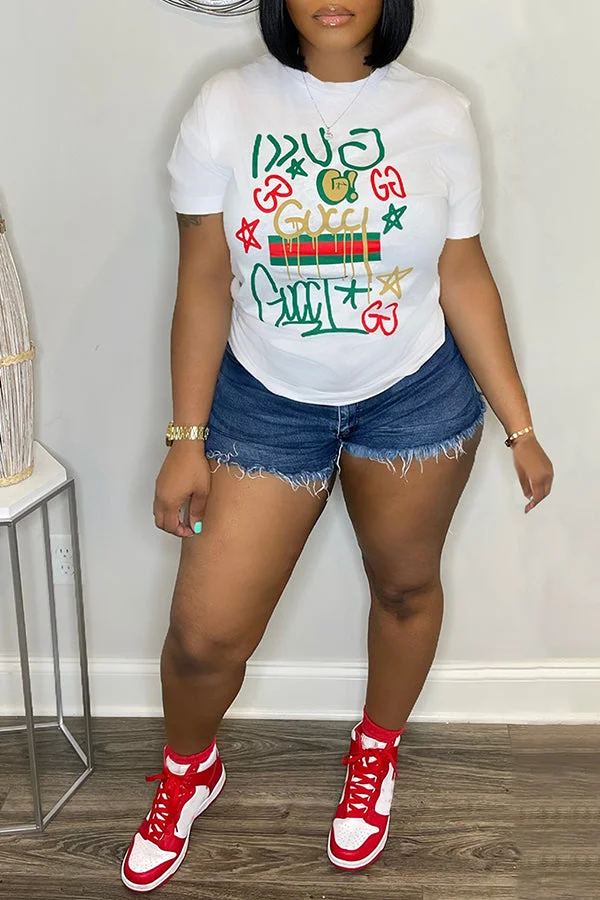 Casual Letter Print Short Sleeve T-Shirt