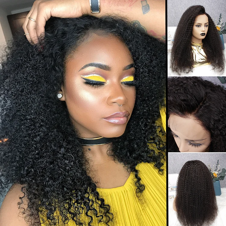 Afro Curly Pre-Made Hairline 360 Lace Frontal Wig