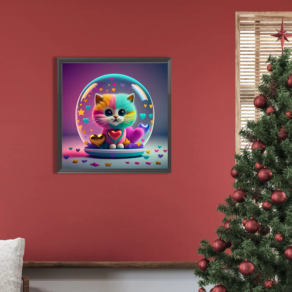 Partial AB Diamond Painting - Full Round Drill - Love Colourful Cat(Canvas|35*35cm)
