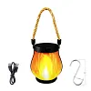 Solar Lanterns Lights with Dual Charging Modes of Solar & Type-C Flickering Flame Garden Light for Garden Yard Patio Decorative