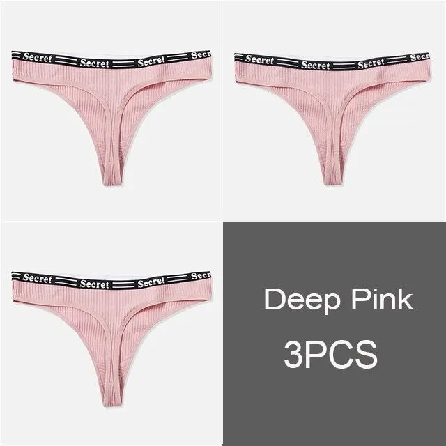 3PCS/Set Women Cotton Panties Thong Underwear G-String Underpants Sexy Briefs Lingerie Female Letter Embroidery Low Waist Pantys