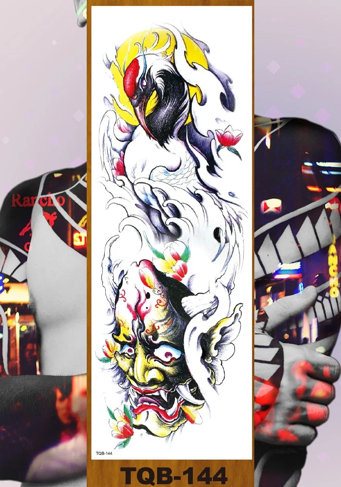 Full Flower Arm Temporary Tattoo Stickers Man Woman Girls Body Leg Fake Tatoo Sexy Beauty Snake Bear Owl Fox Mermaid Egypt Queen