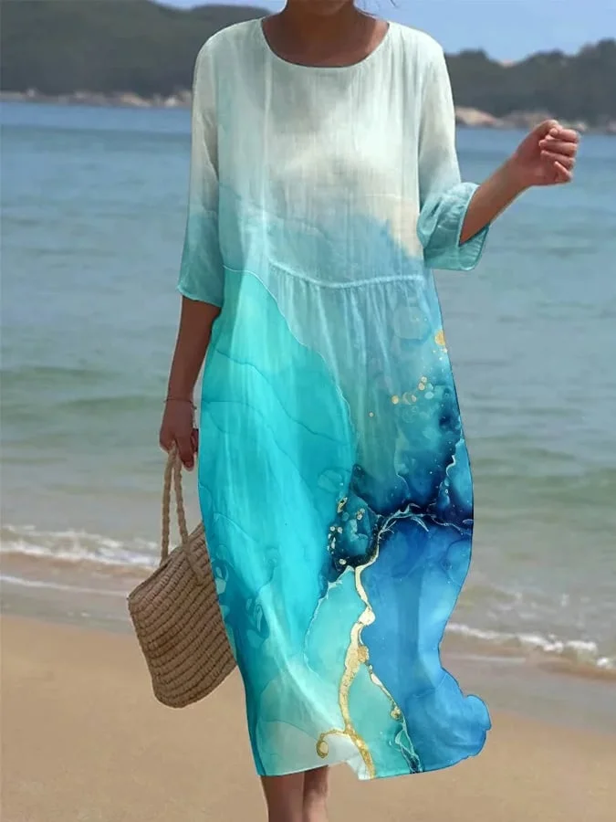 Women's  Floral Art Printed Casual Holiday Dress