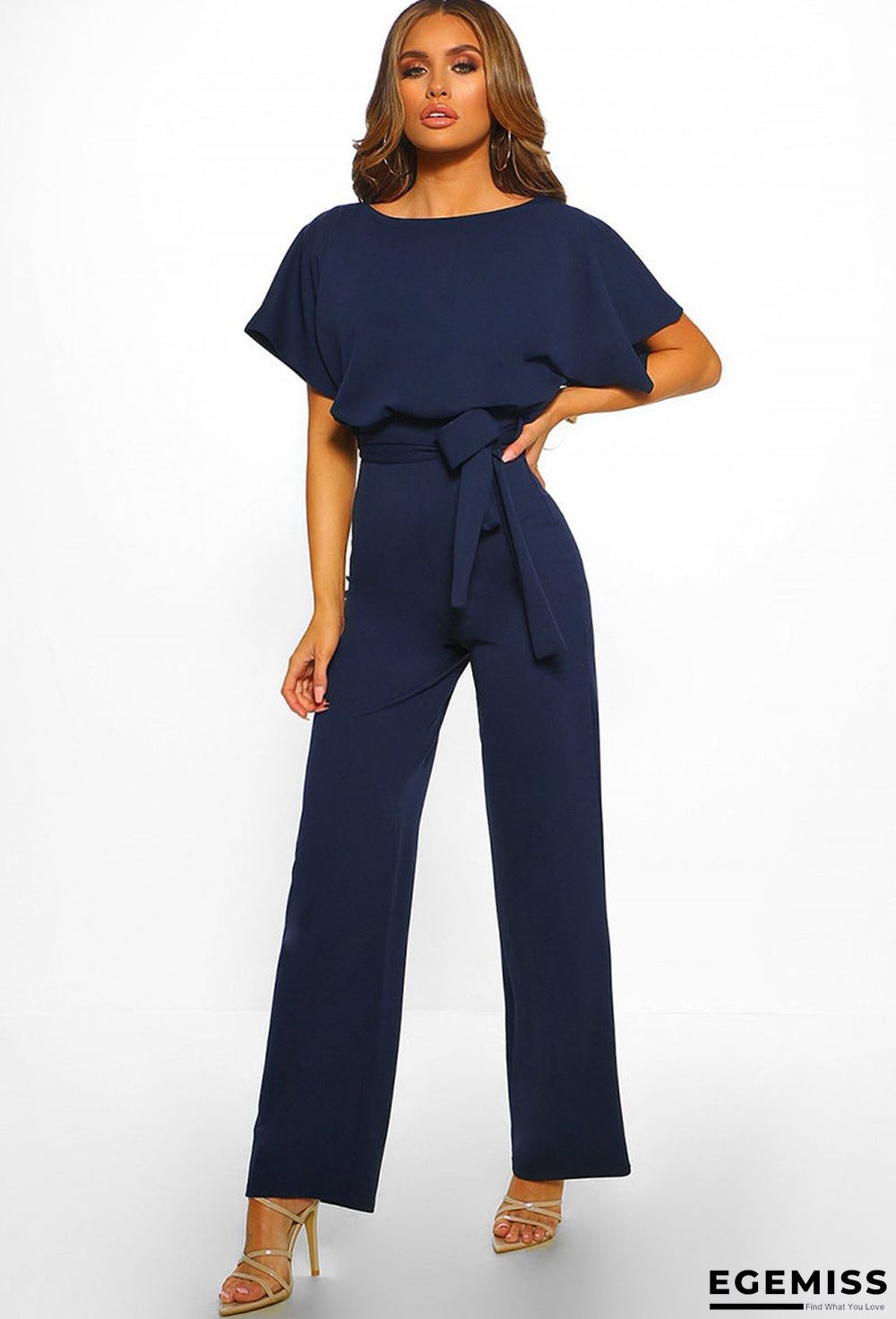 Button Lace-up Short-sleeved Jumpsuit | EGEMISS