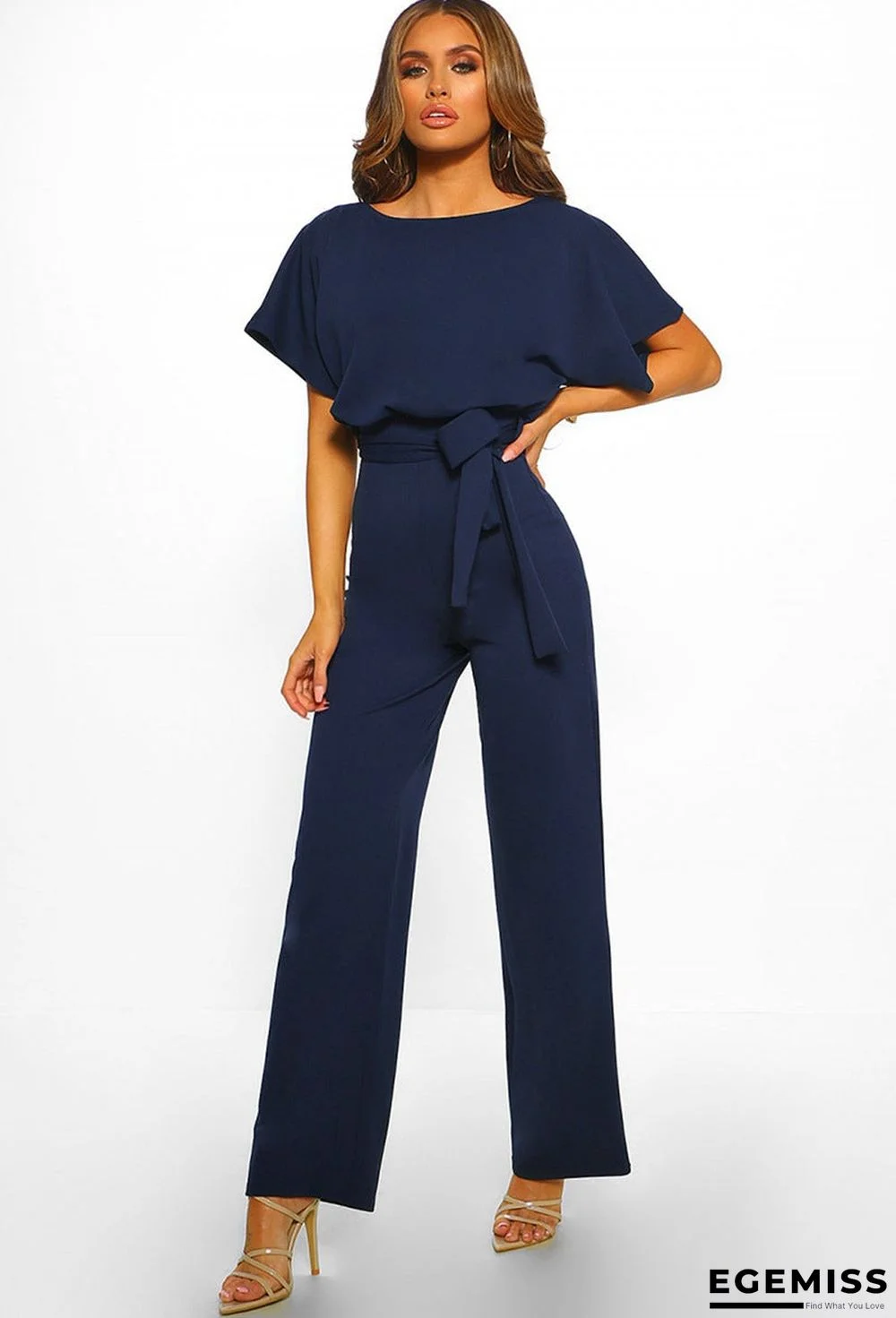 Button Lace-up Short-sleeved Jumpsuit | EGEMISS