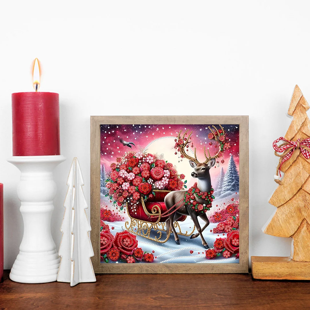 Red Deer - Partial Special Shaped Drill Diamond Painting Kits (Canvas|30*30cm)