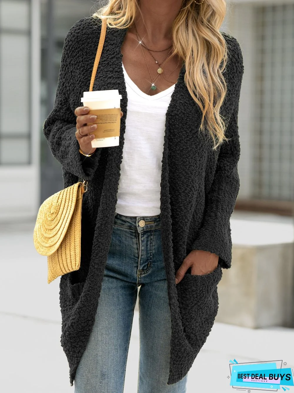plain long sleeve Cardigan