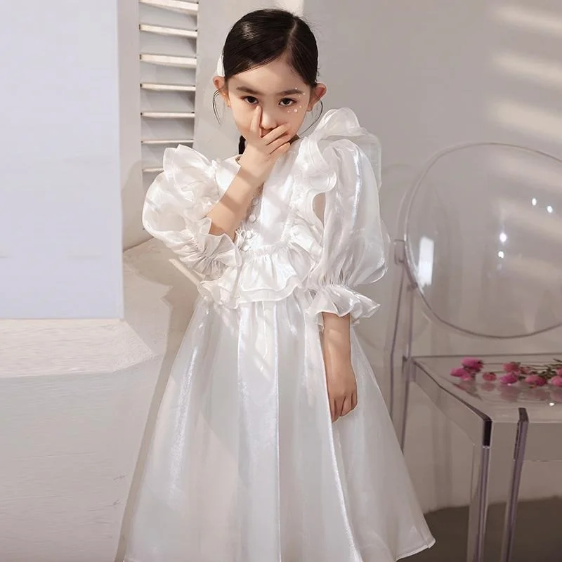 Fashion Girl Princess Vintage Dress Family Matching Vestido Puff Sleeve Wedding Party Birthday Mom Daughter Dress Child Clothes