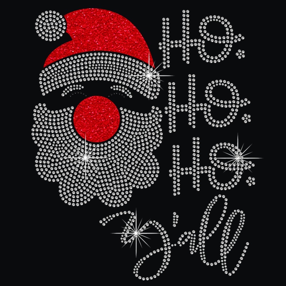 HO HO HO yall Christmas Santa hotfix rhinstone letter glitter vinyl heat press transfers