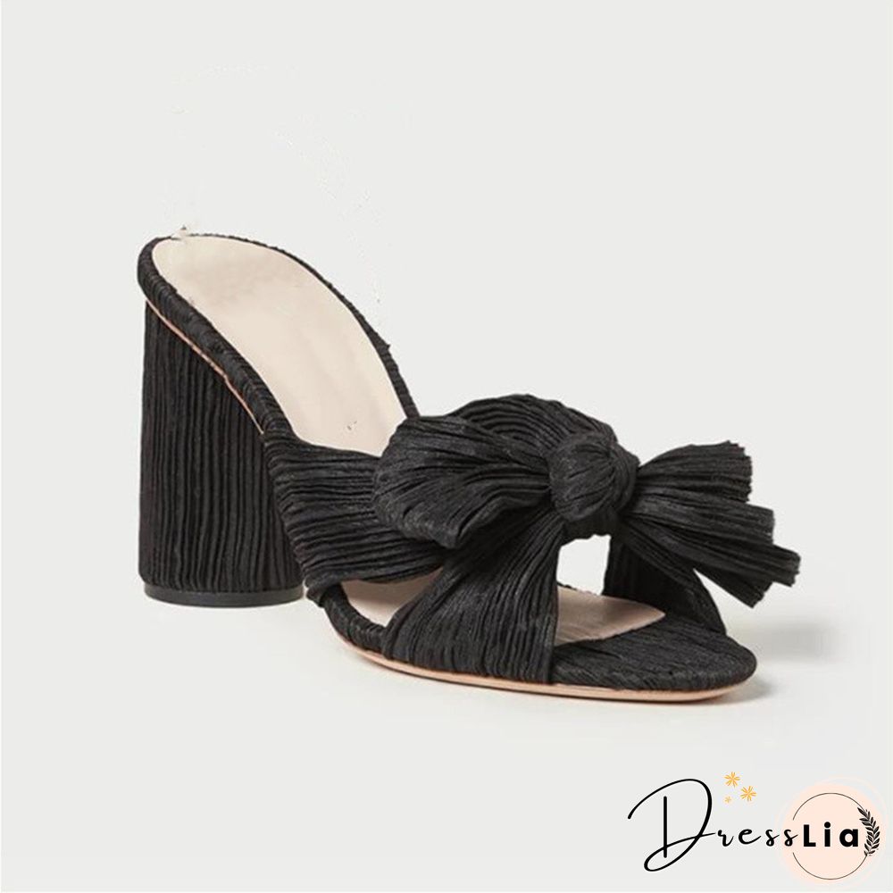 Brand New Summer Woman Mules Shoes Sandals Super High Heel 8 cm With Butterfly-knot Sweet Lady Office Shoes Plus Size 50