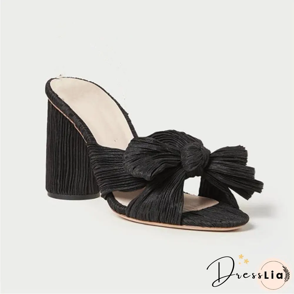 Brand New Summer Woman Mules Shoes Sandals Super High Heel 8 cm With Butterfly-knot Sweet Lady Office Shoes Plus Size 50