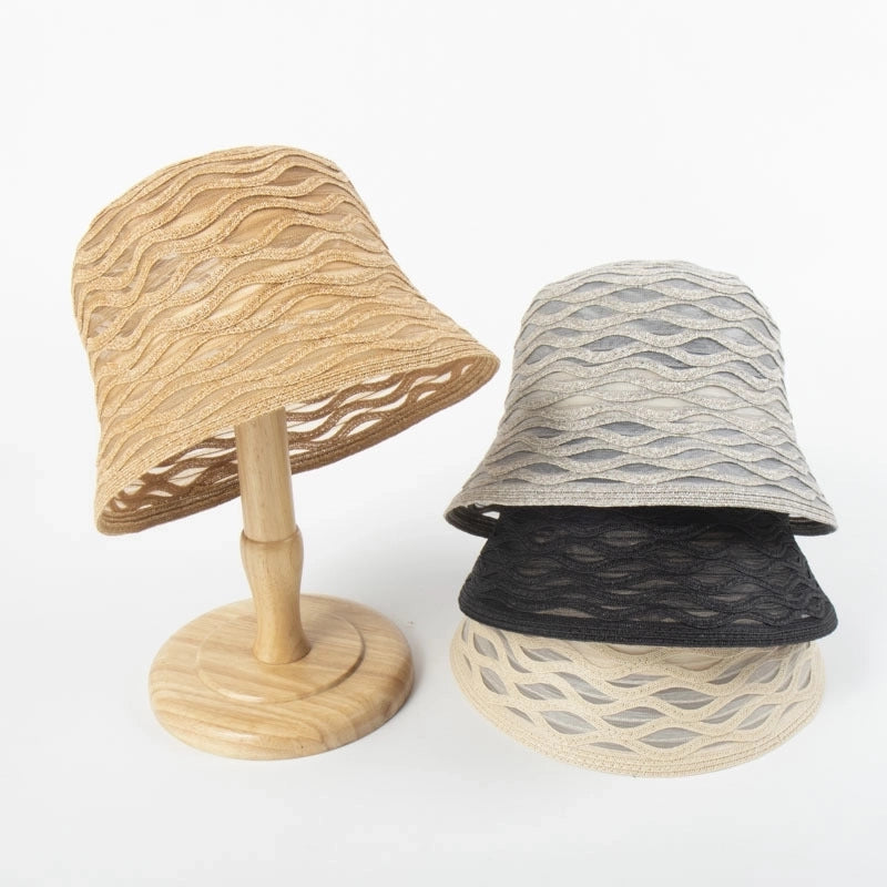 Women's Vacation Minimalist Waves Wide Eaves Bucket Hat