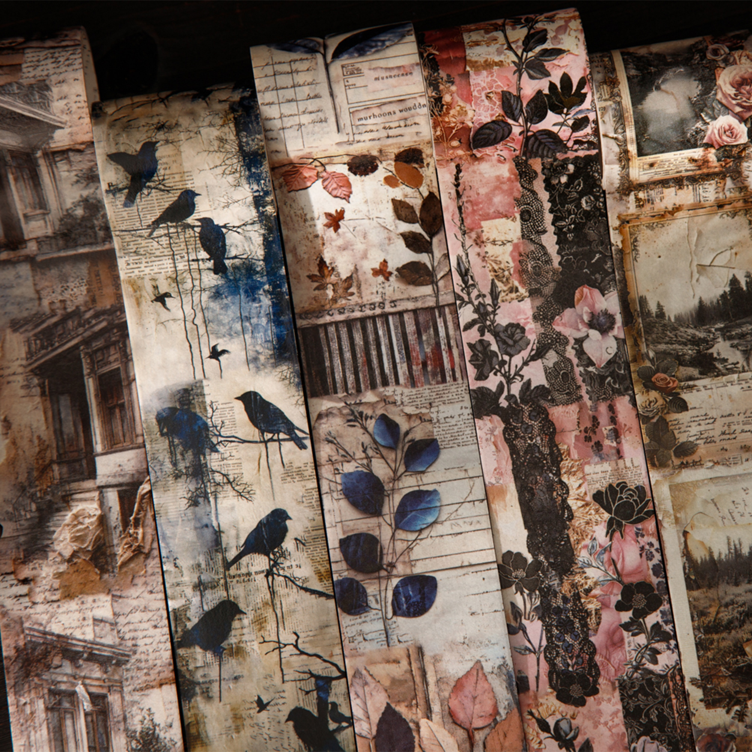 와시 테이프 - 종이 위의 추억 시리즈 빈티지 식물 꽃