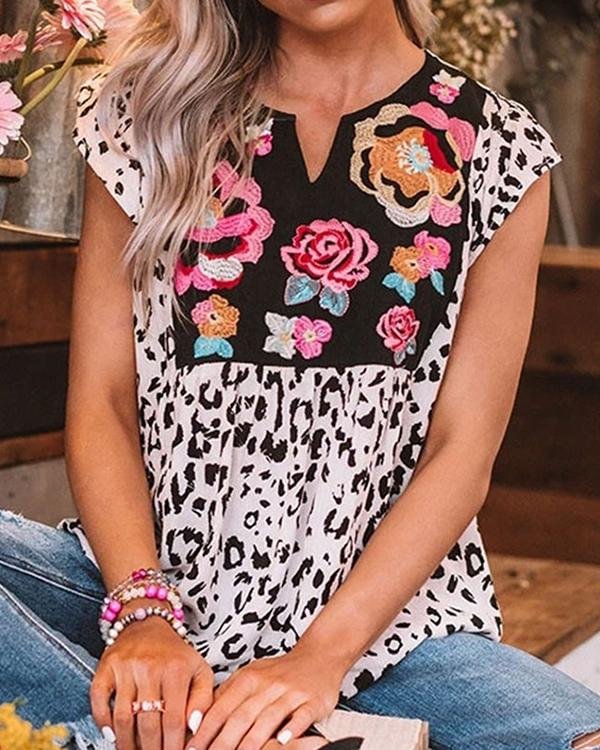 Wild Flower Embroidered Shift Tops