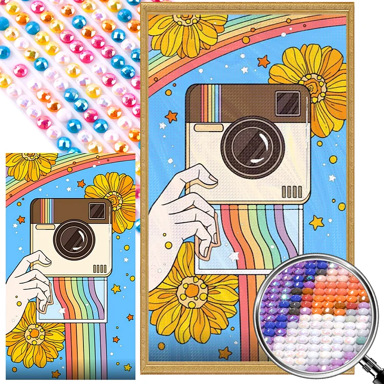 Rainbow Camera 40*70CM (Canvas) Full AB Round Drill Diamond Painting gbfke