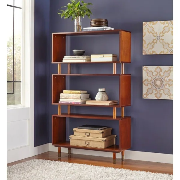 Simple Living Margo Mid-Century 3-shelf Bookshelf - 59.5"h x 36"w x 11.8"d