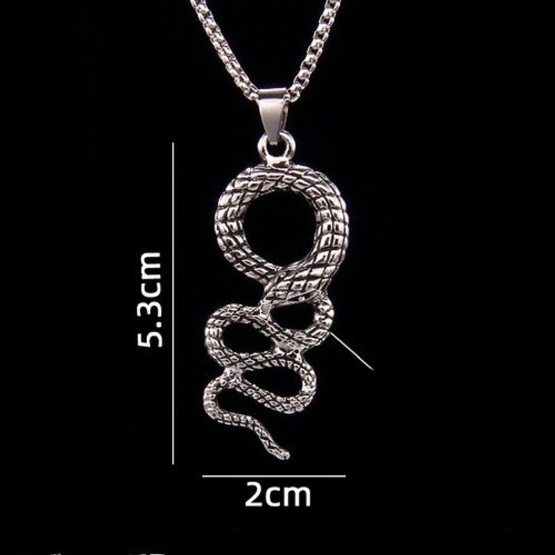 201 Stainless Steel Zinc Alloy Hip-Hop Retro Patchwork Snake Pendant Necklace