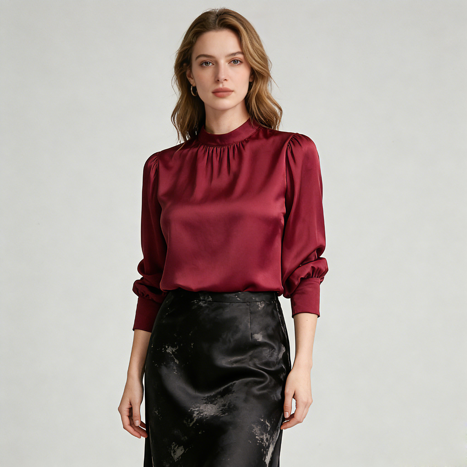 Round Neck Elegant Silk Shirt for Women REAL SILK LIFE