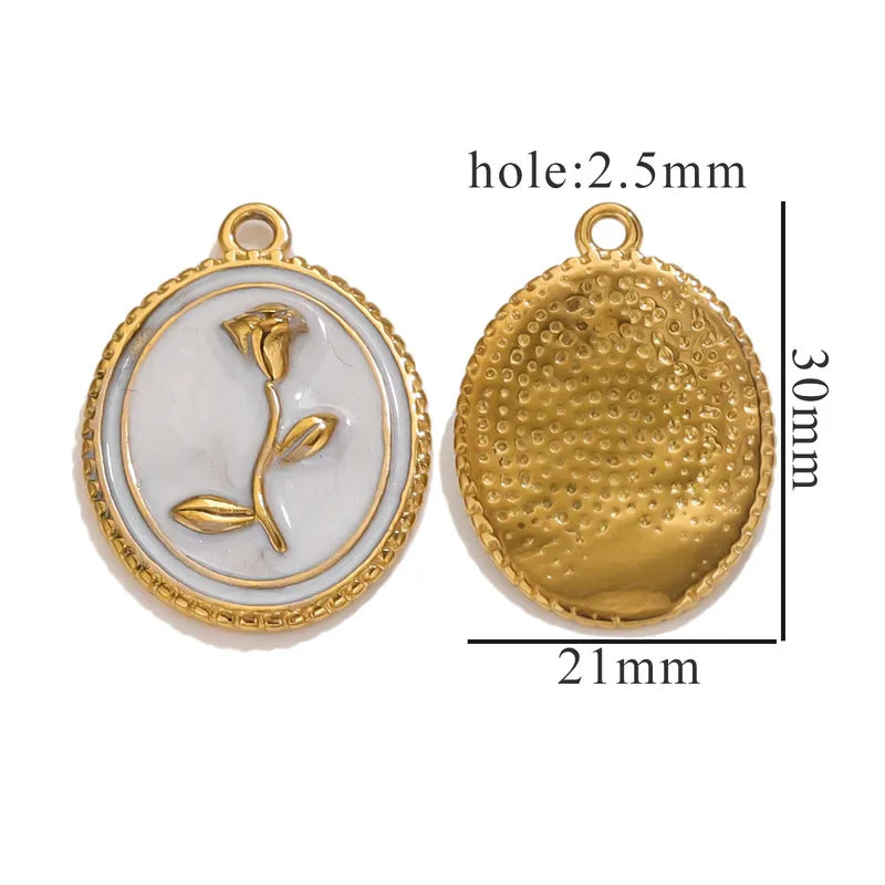 1 Piece 18 * 23mm 19mm 20.5mm 304 Stainless Steel Leaf Rose Flower Pendant Jewelry Accessories