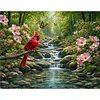 Stream Cardinal Full 11CT 3 Strands DIY Stamped Cross Stitch Kits for Beginners Adults Gift Home Wall Decor Cross Stitch Art and Crafts Kits 50x40cm