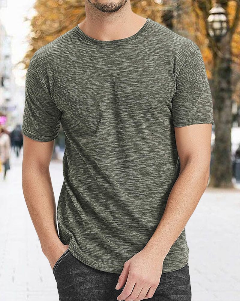 Round Neck Jacquard Loose Casual Short Sleeve T-shirt for Men
