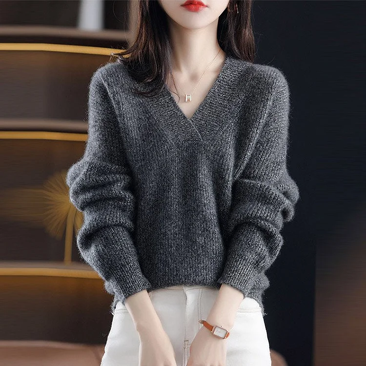 Cotton-Blend Long Sleeve Casual Shift Sweater QueenFunky