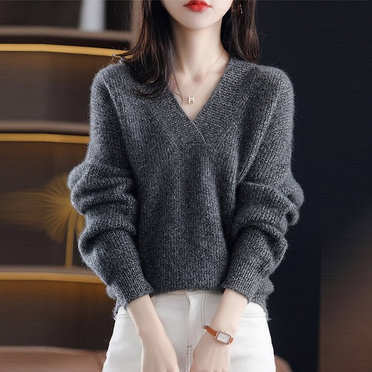 Cotton-Blend Long Sleeve Casual Shift Sweater
