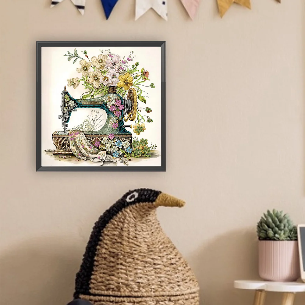 Diamond Painting - Partial Special Shaped Drill - Sewing Machine(Canvas|30*30cm)