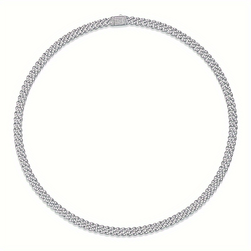  D color full moissanite Cuban chain women's necklace men's S925 silver necklace hip hop fashion luxury boutique jewelry
