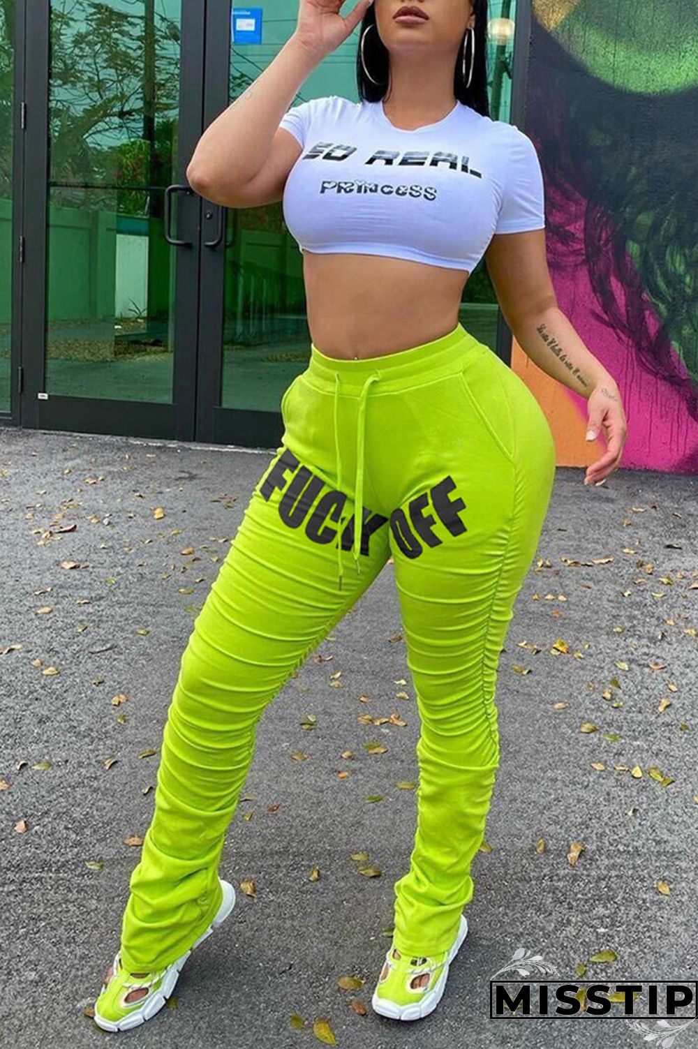 Light Purple Fashion Casual Printed Sports Trousers