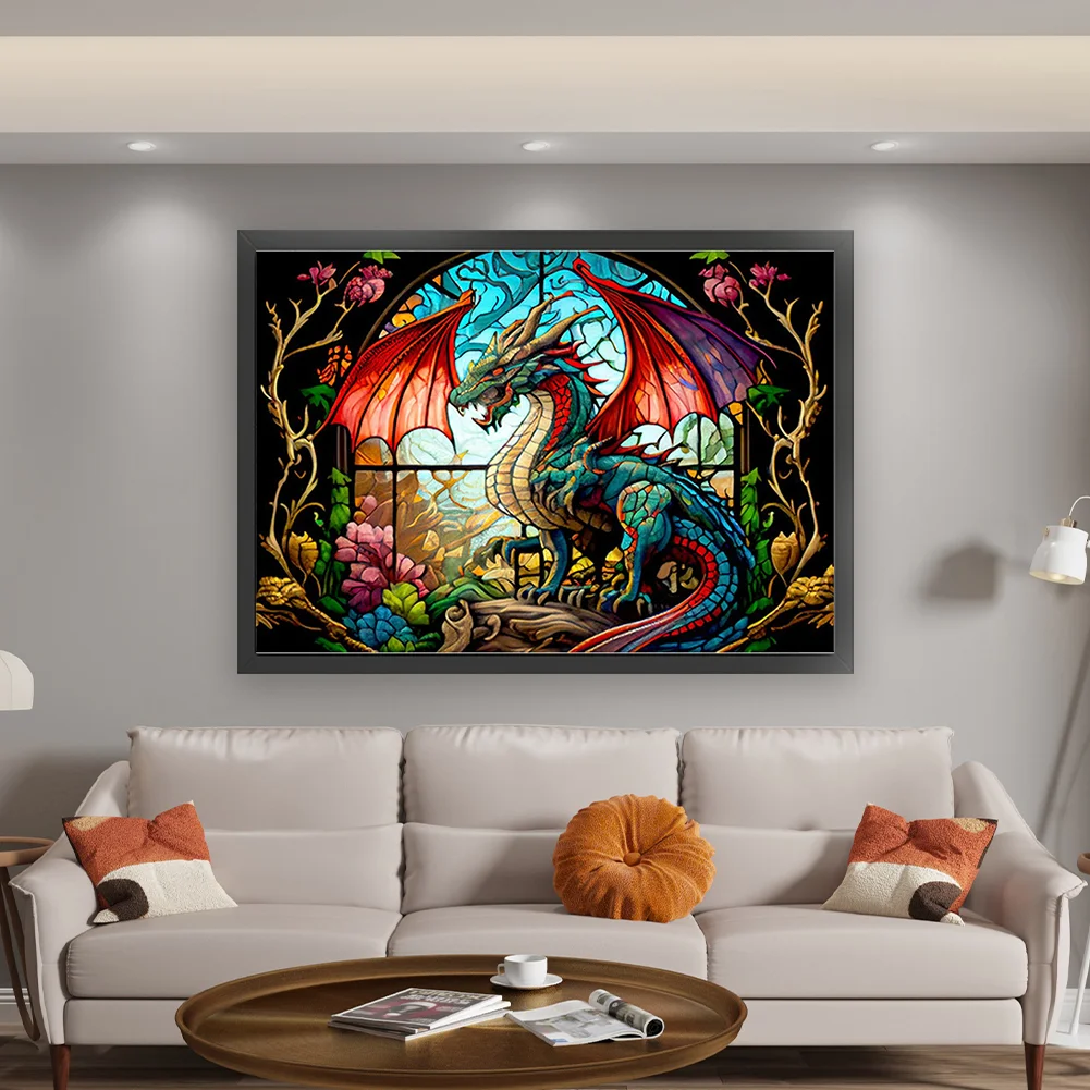 11CT Full Counted Cross Stitch - Stained Glass Pterodactyl(Canvas|65*45cm)