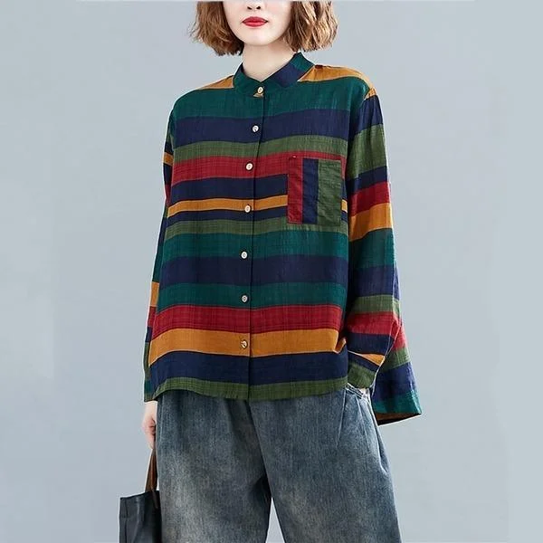 omychic cotton autumn vintage korean style plus size Casual loose shirt women blouse 2020 clothes ladies tops streetwear