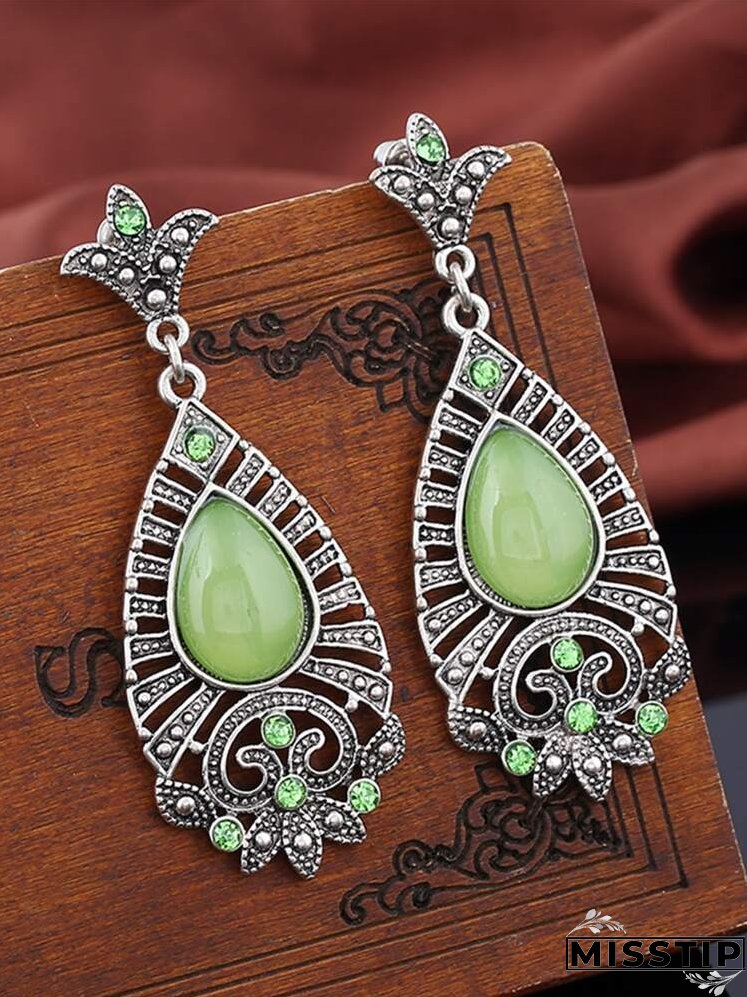 Rhinestone Detail Water Drop Earrings