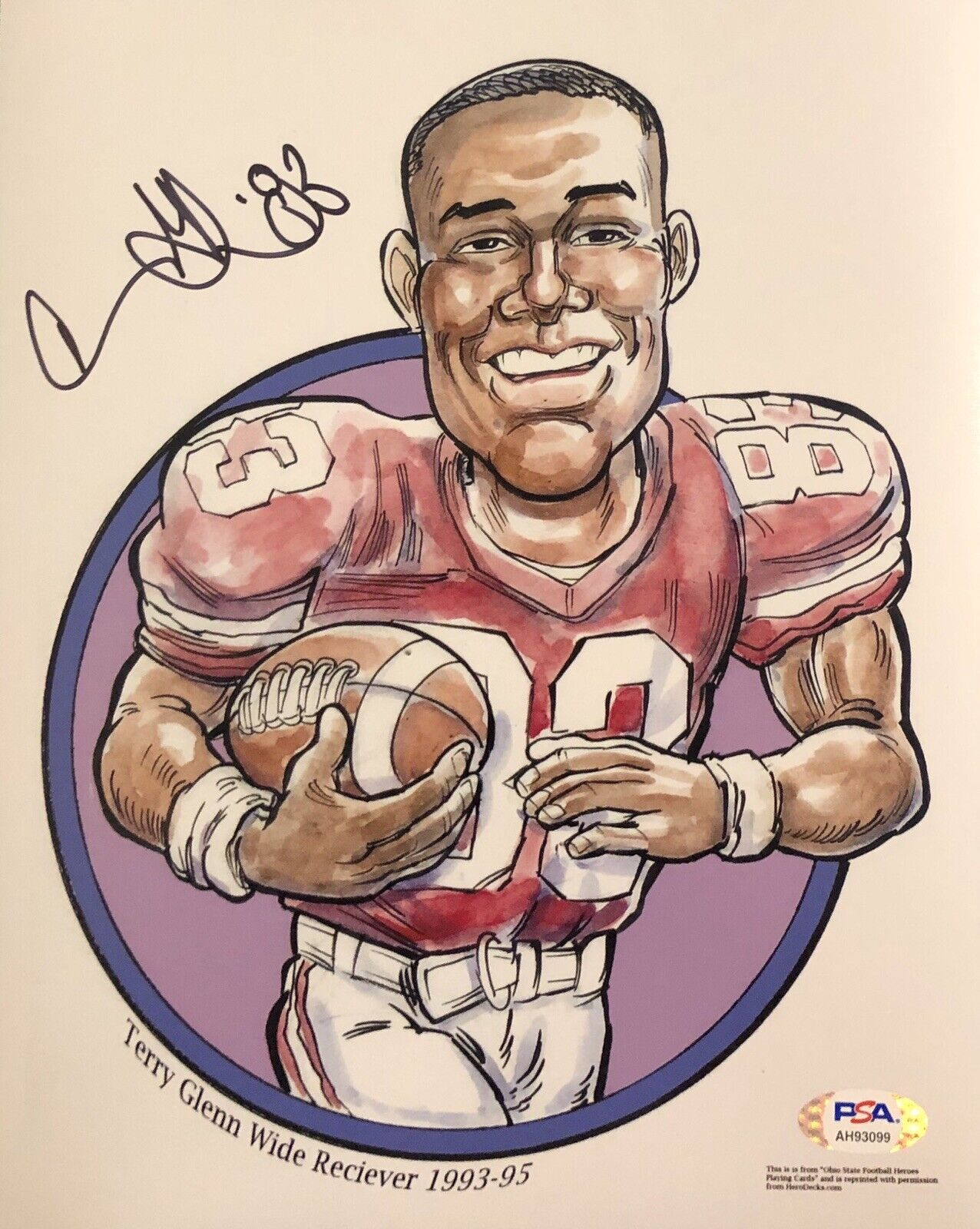 Terry Glenn Signed Autographed Ohio State Buckeyes Cowboys 8x10 Photo Poster painting Psa/Dna