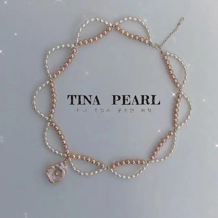 TINA Jewelry, fresh water pearl French elegant necklace