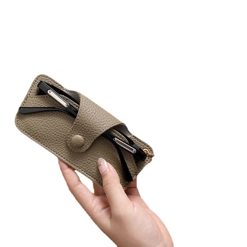 Simple Handmade Leather Portable Sunglasses Case Drop-resistant Sunglasses Case Glasses Bag Chain Pannier Bag