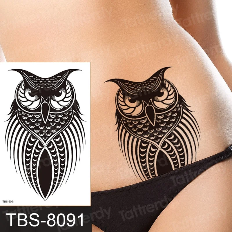 temporary tattoos men women arm shoulder tattoos sleeve traibal wolf owl scorpion male tattoos sticker black henna decal