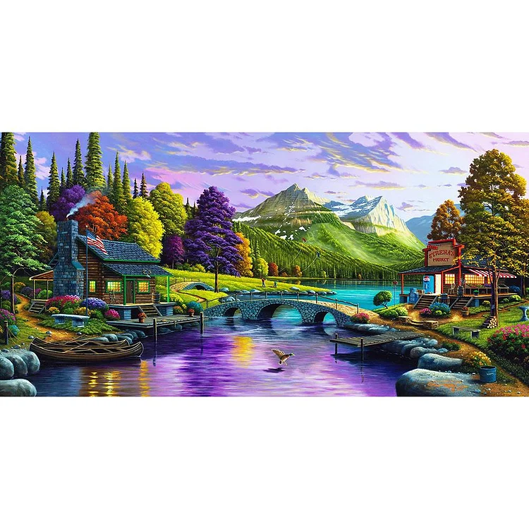 Cabin Scenery - Full Round Drill Diamond Painting - 80x40cm(Canvas)