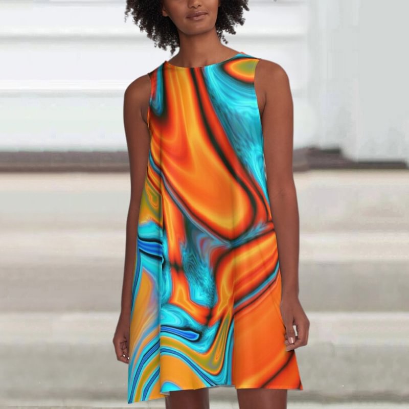 ⚡NEW SEASON⚡Casual Contrast Print Sleeveless Mini Dress
