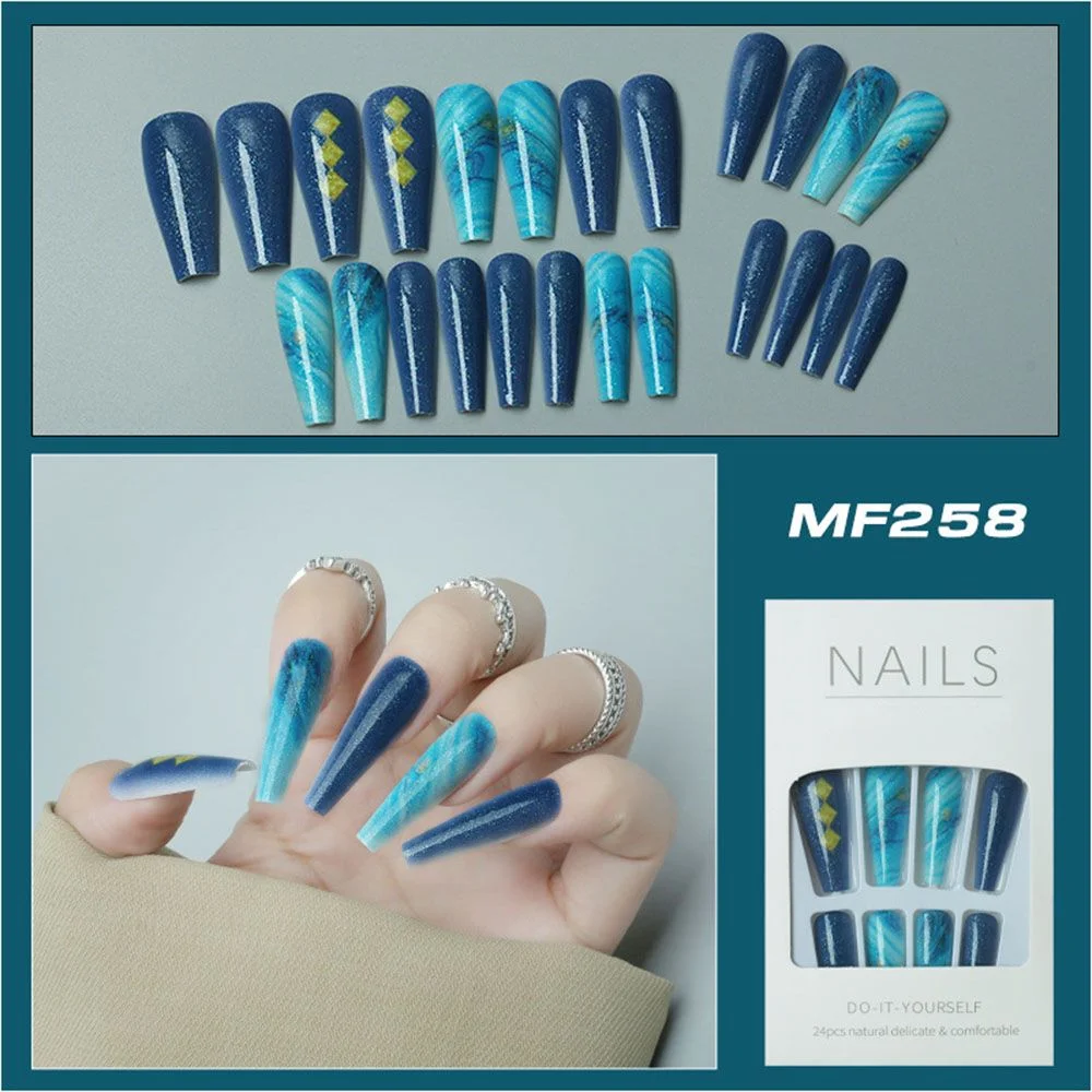 24Pcs Artificial False Nails Ballet Coffin Fake Nails Finger Wearable Long Manicure Art Tips press on nails nails accessories