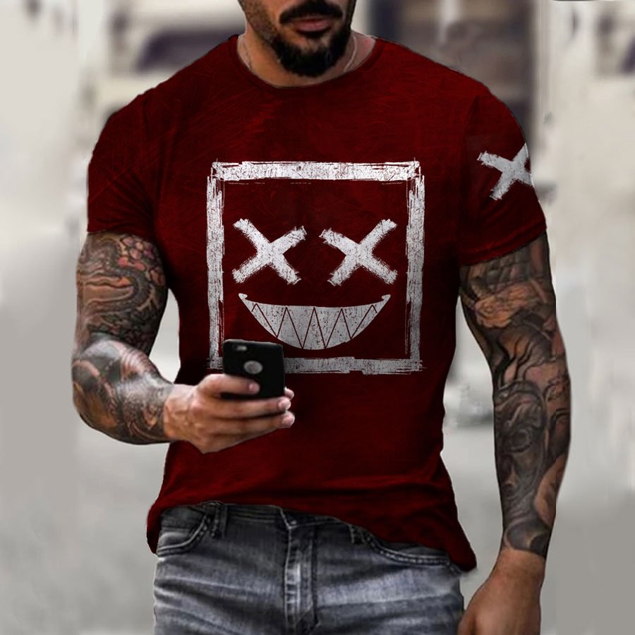 Men's smile casual T-shirt / [viawink] /