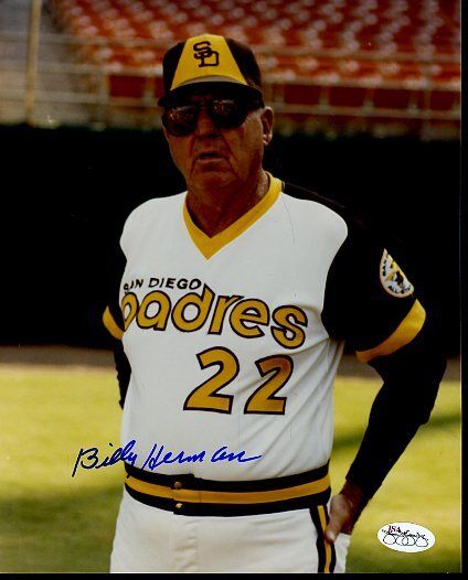 Billy Herman Padres Signed Jsa Cert Sticker 8x10 Photo Poster painting Authentic Autograph