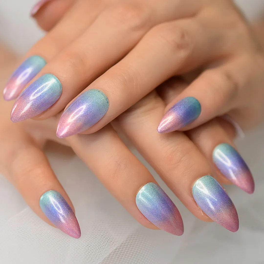 Beige Gradient French Manicure Tips Gorgeous and Classy Natural Fake Nails Faded Nails Designed-Nail Inspo